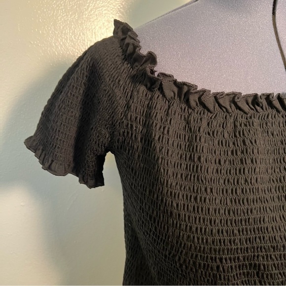 Say What? Smocked Off Shoulder Top Black - Picture 3 of 10